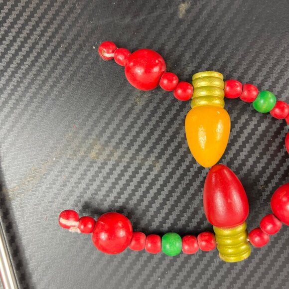 VTG 80’s Wood Bead & Christmas Light Bulb Shaped Garland Multi-Color 23 Ft Total - Picture 8 of 12